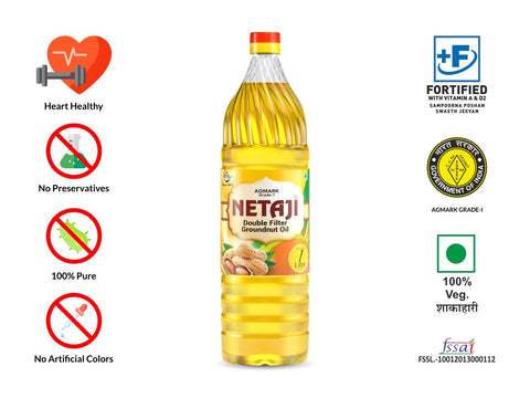 Netaji Double Filtered Groundnut Oil 1 Liter Bottle