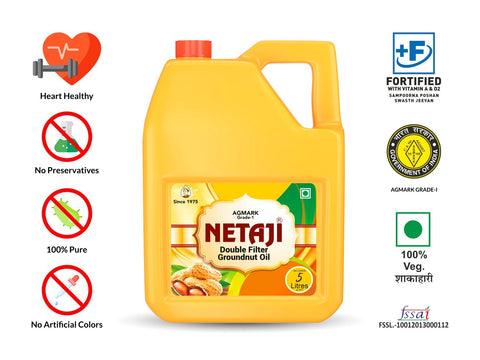 Netaji Double Filtered Groundnut Oil 5 Litre Jar