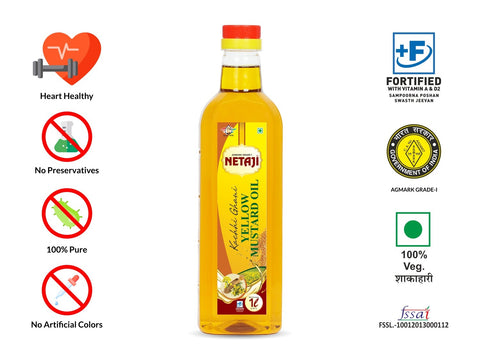 Netaji Kacchi Ghani Mustard Oil 500 ML (Agmark Grade-1 Quality)
