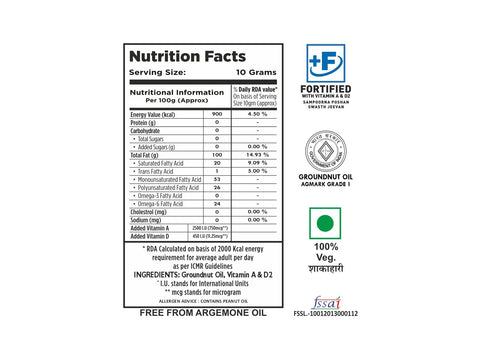 Netaji Double Filtered Groundnut Oil 500ml Bottle