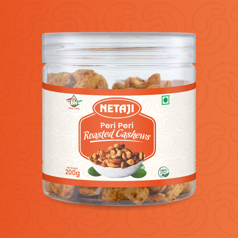 Netaji Peri-Peri Roasted Cashew Nuts 200gms Pack || Grade A+ Kernels || Roasted @ Low Temperature