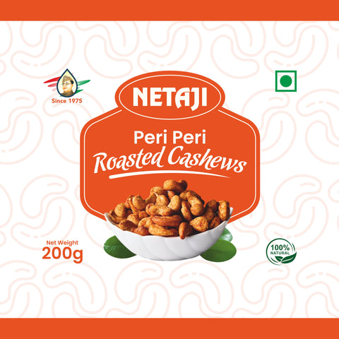 Netaji Peri-Peri Roasted Cashew Nuts 200gms Pack || Grade A+ Kernels || Roasted @ Low Temperature