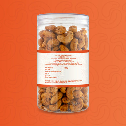 Netaji Peri-Peri Roasted Cashew Nuts 400gms Pack || Grade A+ Kernels || Roasted @ Low Temperature