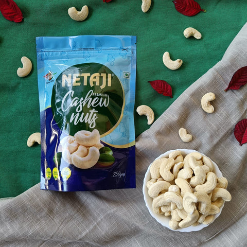 Netaji Premium Cashew Nuts 250 Gram Pouch || Grade A+ Kernels