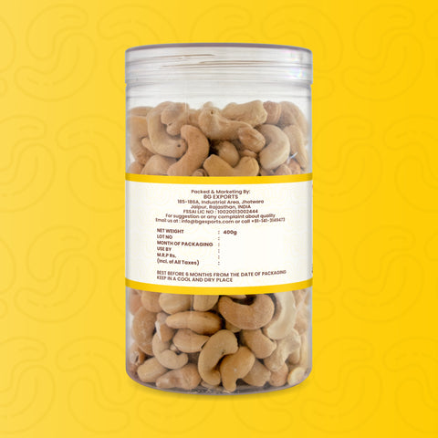 Netaji Salted & Roasted Cashew Nuts 400gms Pack || Grade A+ Kernels || Roasted @ Low Temperature