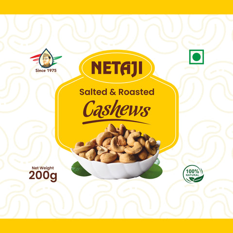 Netaji Salted & Roasted Cashew Nuts 250gms Box Pack || Grade A+ Kernels || Roasted @ Low Temperature